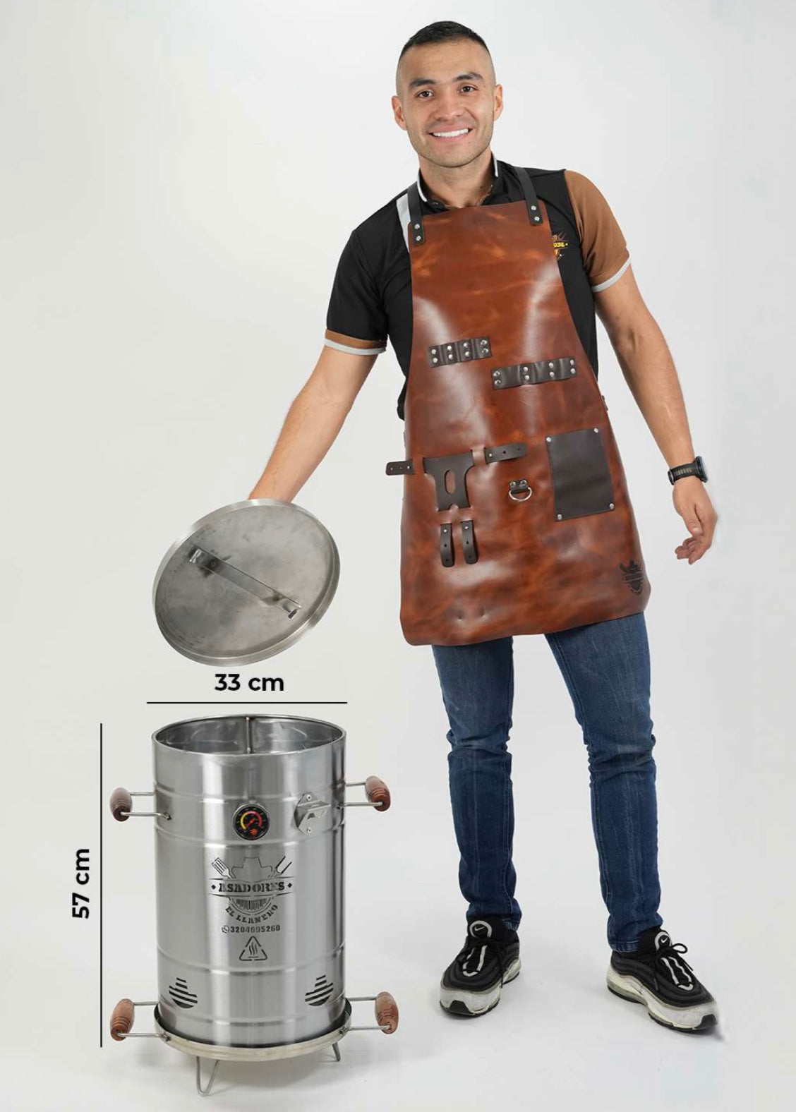¡Combo Asador Mediano en Acero Inoxidable capacidad de 10-12 Libras con Accesorios Especiales, ¡Aprovecha la Oferta!