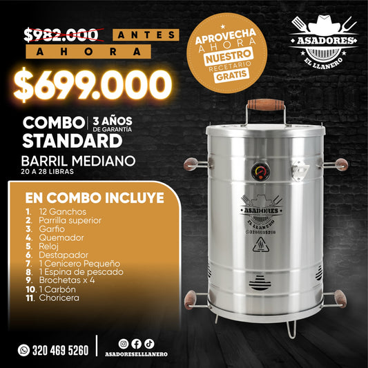 "¡Combo Barril Mediano 20 a 28 Libras! Ideal para Asados Perfectos en Cualquier Ocasión"