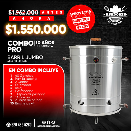 "¡Emprende con el Combo Barril Jumbo! Capacidad de 60 a 80 Libras para Grandes Eventos y Éxito Asegurado"
