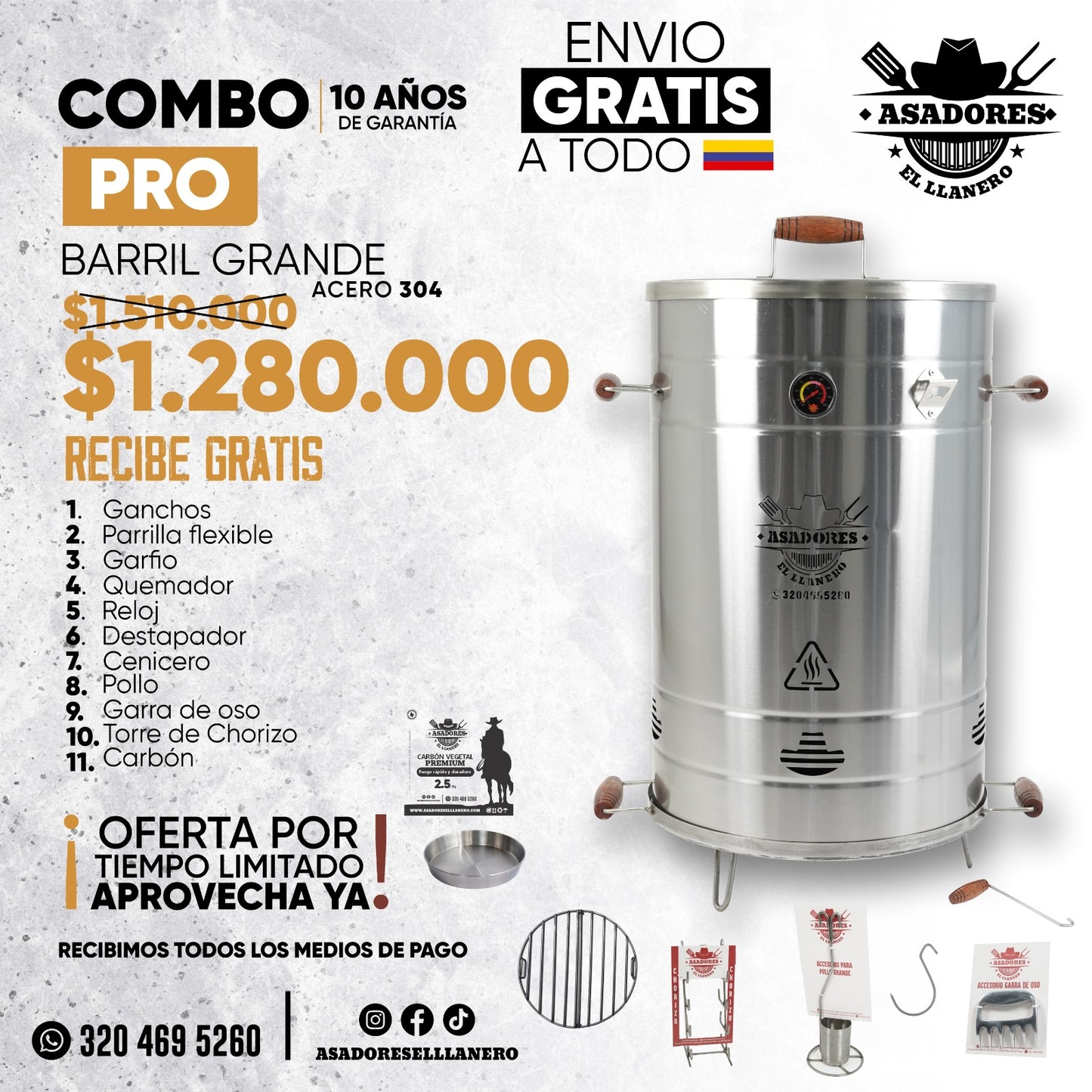 ¡Oferta Exclusiva! Barril de 40 a 50 Libras en Acero Grado Quirúrgico, ¡Máxima Calidad al Mejor Precio!